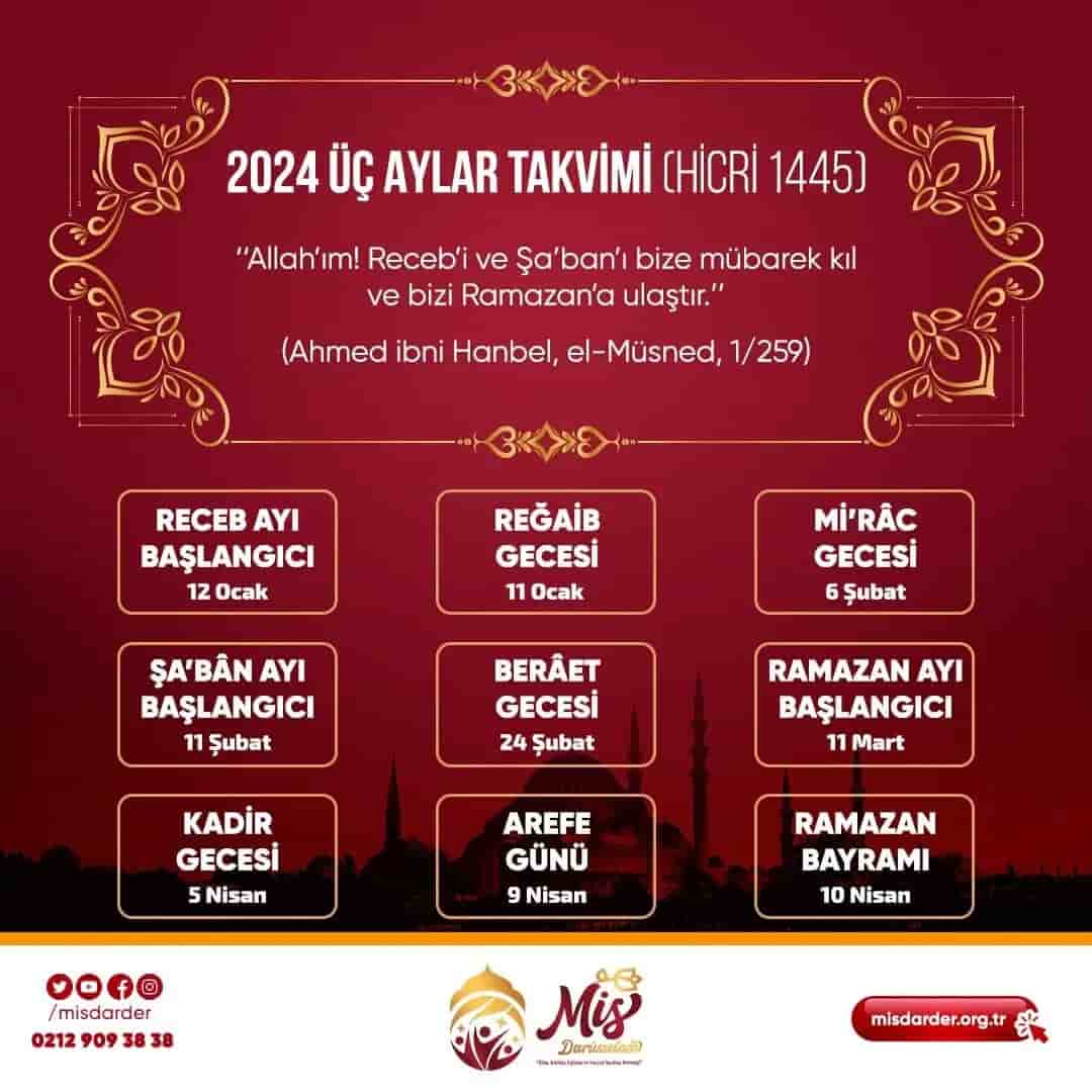Üç aylar takvimi 2024